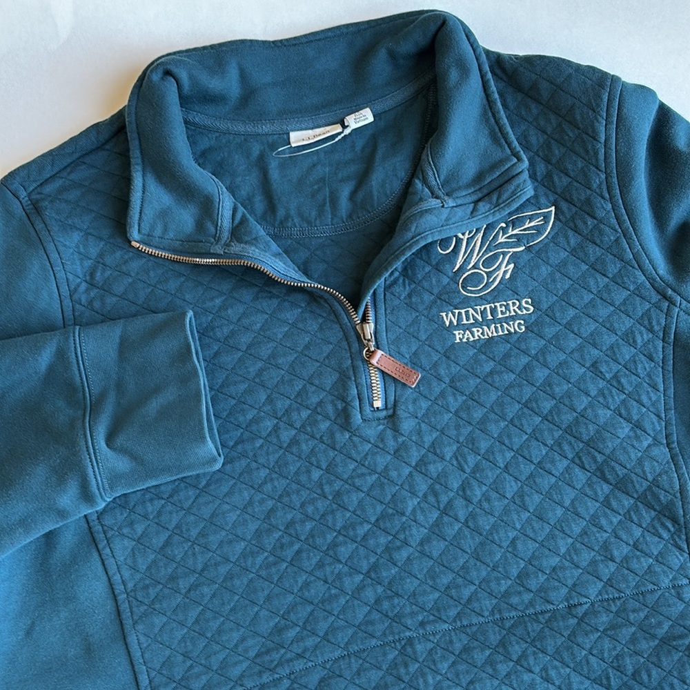 LL Bean Teal Blue‎ Quilted 1/4 Zip Pullover Sweatshirt Jacket Women’s 2X